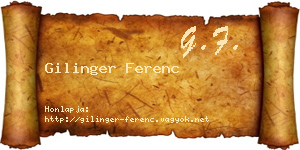 Gilinger Ferenc névjegykártya